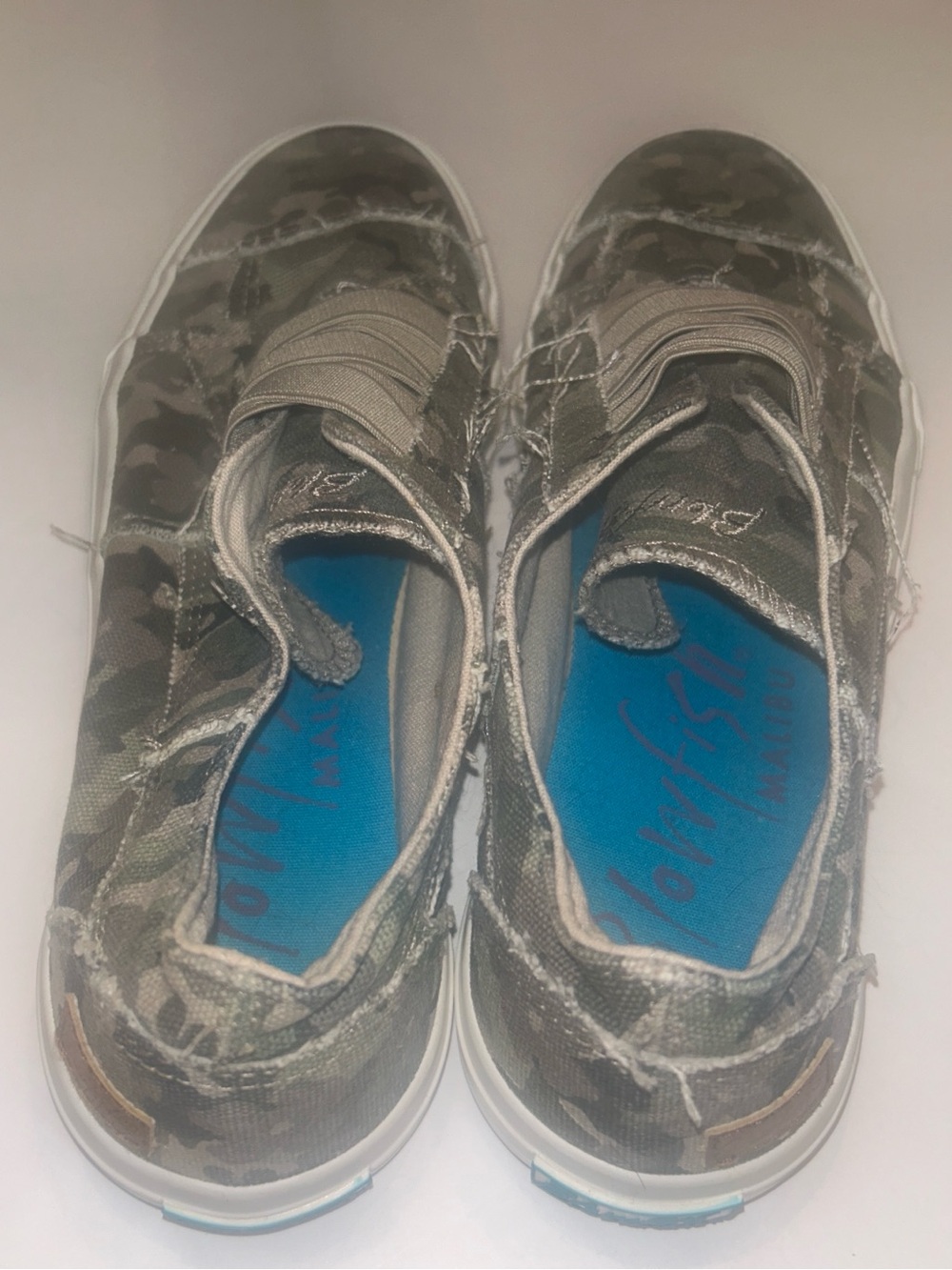 Blowfish Camo Slip-On Flats in Green and Blue